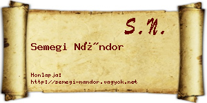Semegi Nándor névjegykártya